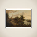 Landscape with rolling bridge framed