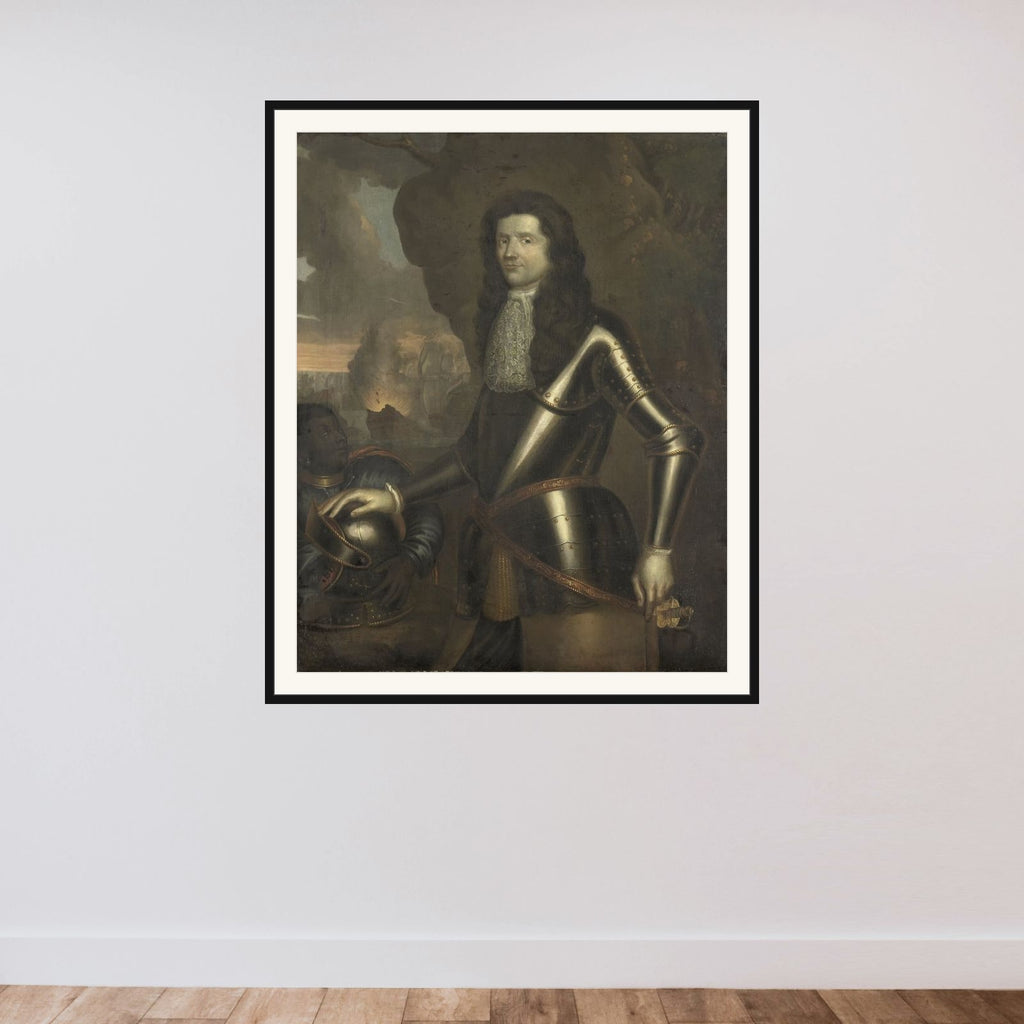 Portrait of an Admiral, probably Willem van Ewijck framed — shown to scale