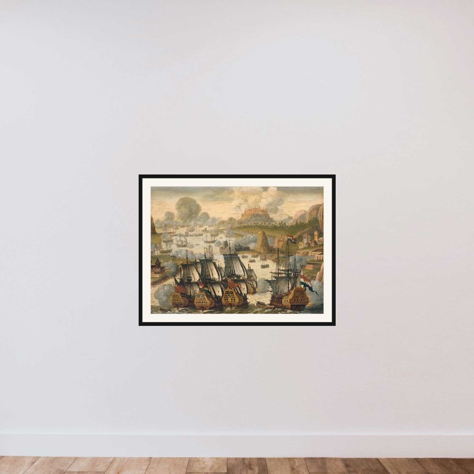 Naval Battle of Vigo Bay, 23 October 1702. Episode from the War of the Spanish Succession framed — shown to scale