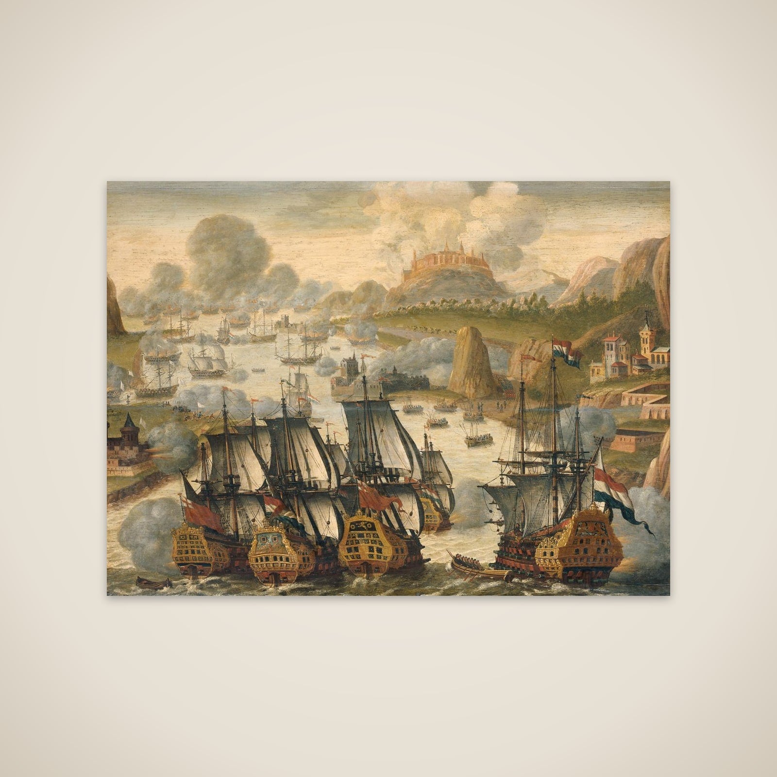 Naval Battle of Vigo Bay, 23 October 1702. Episode from the War of the Spanish Succession unframed print