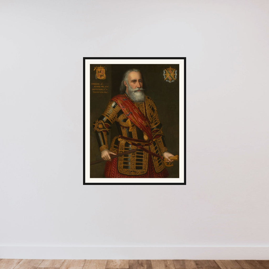 Portrait of Francisco Hurtado de Mendoza, Admiral of Aragon framed — shown to scale