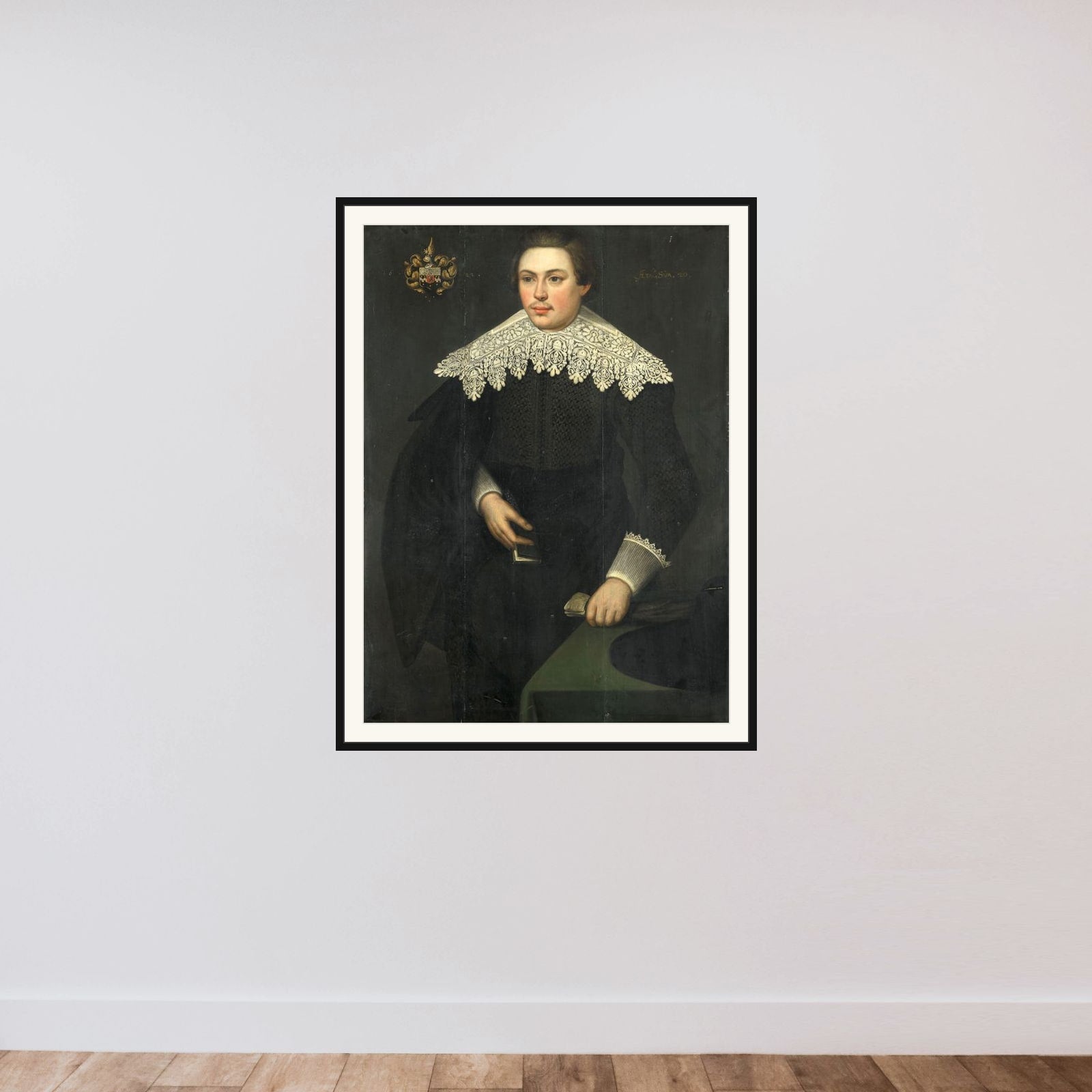 Portrait of Johan van Ceters (1602-29) framed — shown to scale