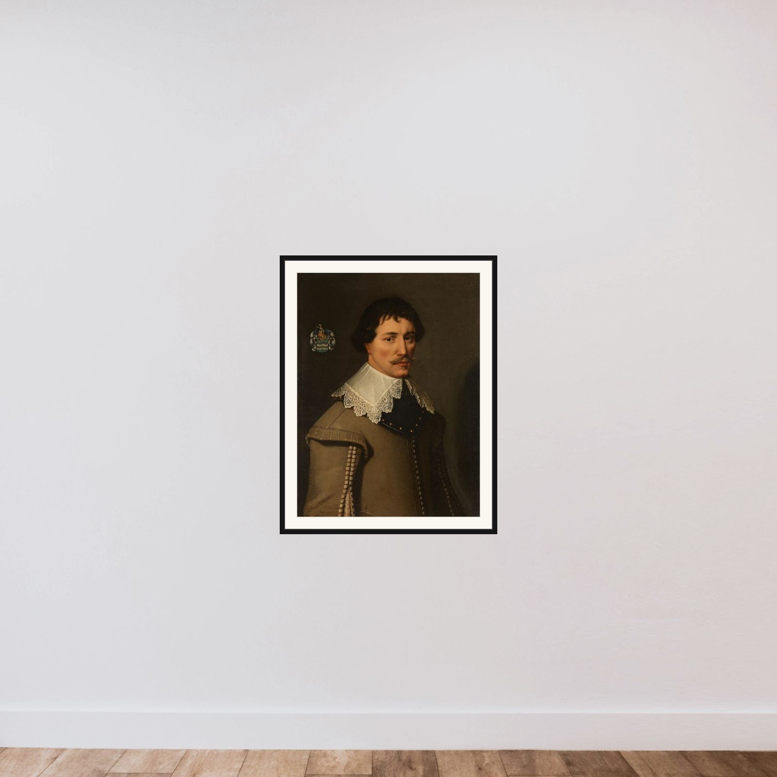 Portrait of Nicolaas de Witte (1603-29) framed — shown to scale