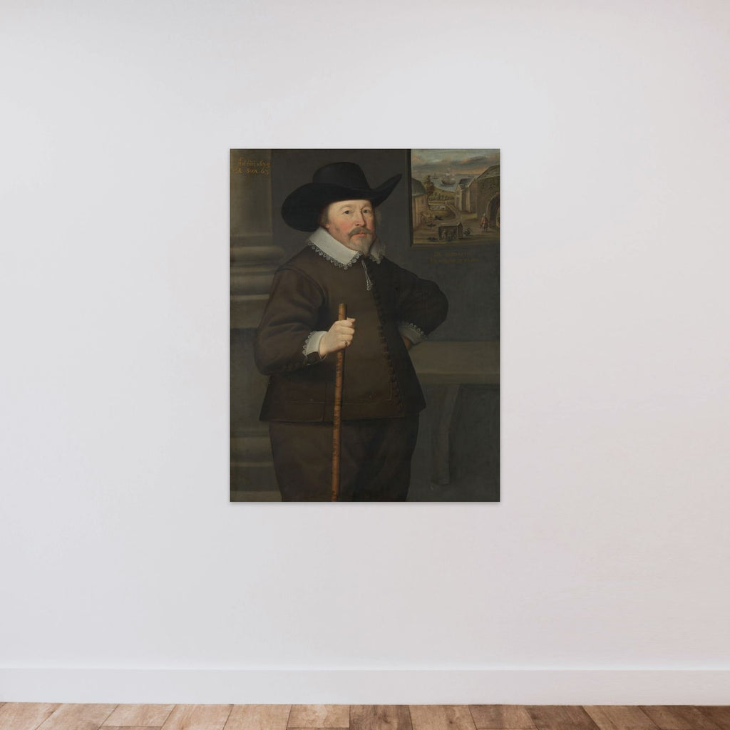 Portrait of a man unframed — shown to scale