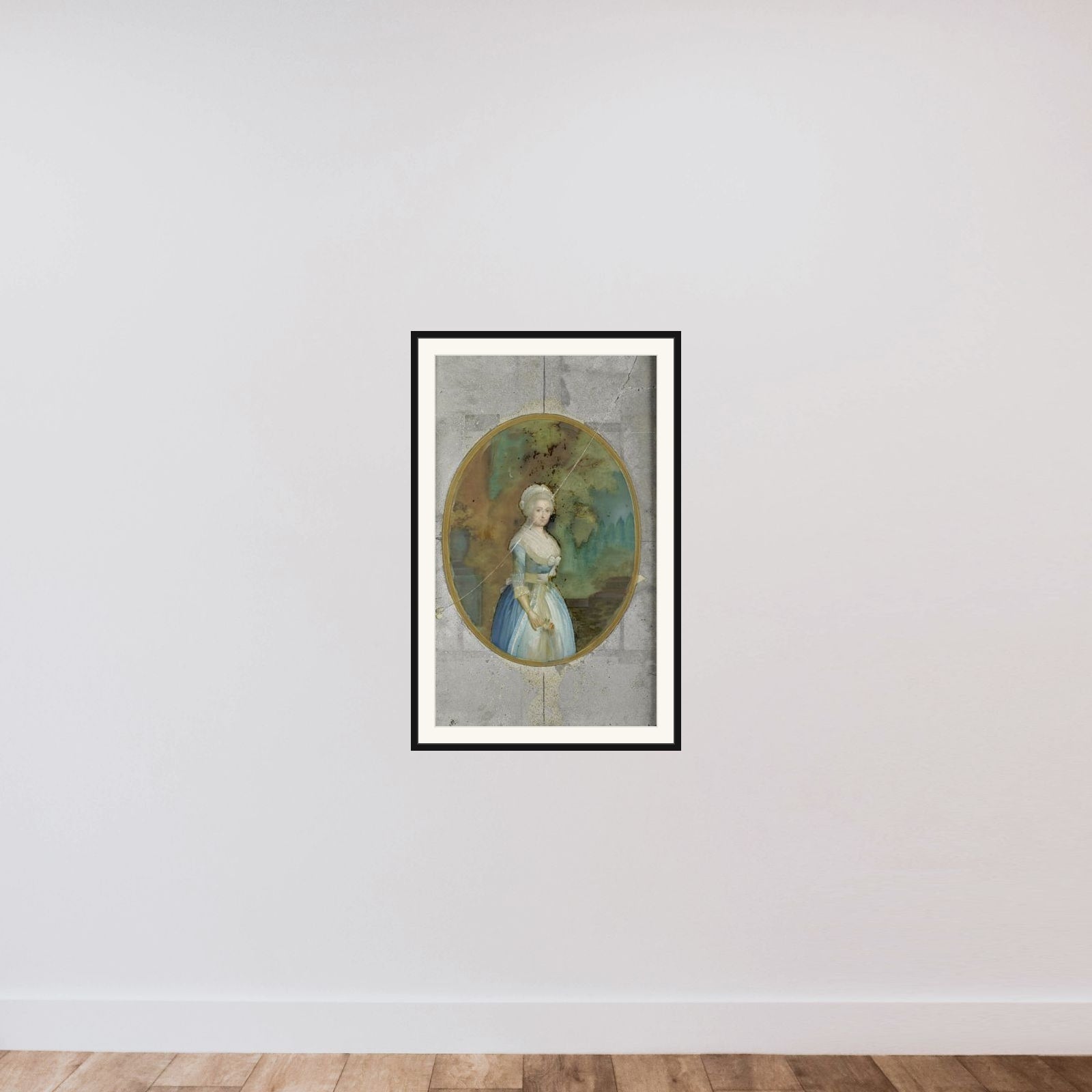 Portrait of a Woman in eighteenth-century Costume framed — shown to scale