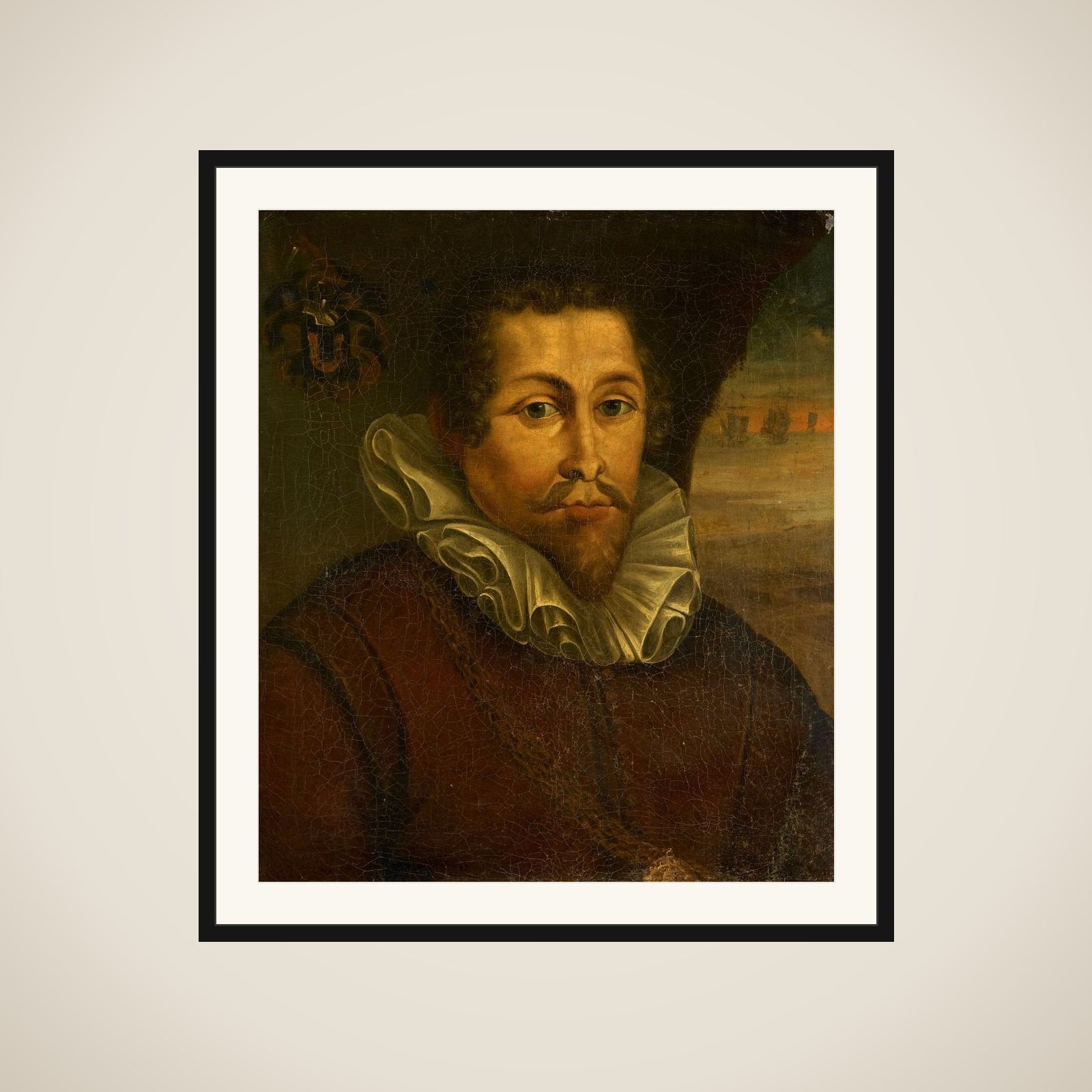 Portrait of Pieter Willemsz Verhoeff (c. 1573-1609) framed