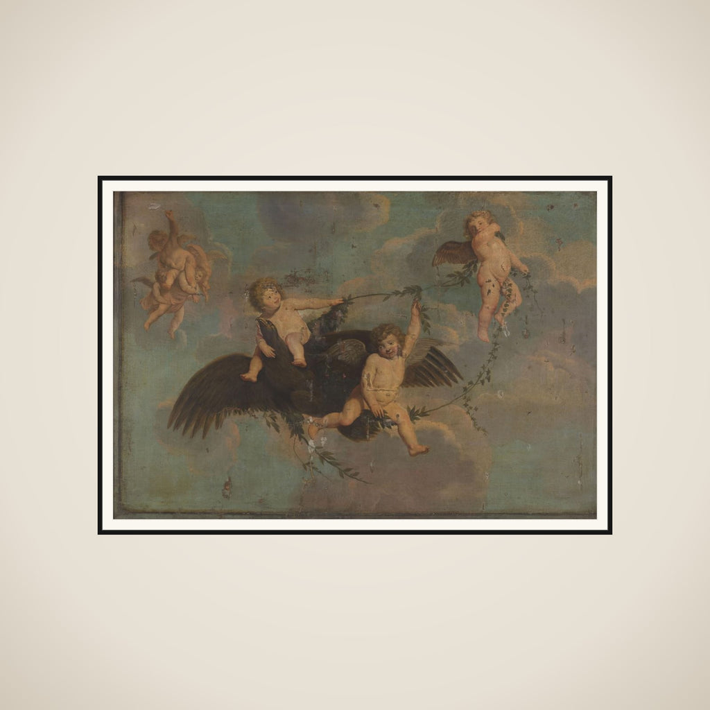 Putti with an Eagle on Clouds framed