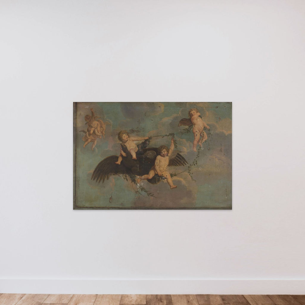 Putti with an Eagle on Clouds unframed — shown to scale