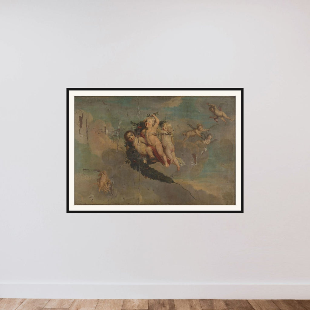 Putti with a Festoon framed — shown to scale