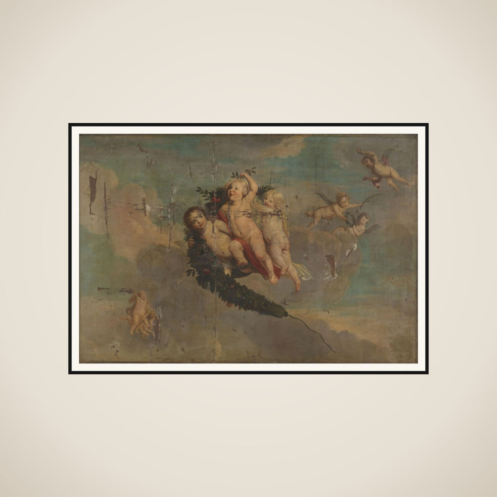 Putti with a Festoon framed