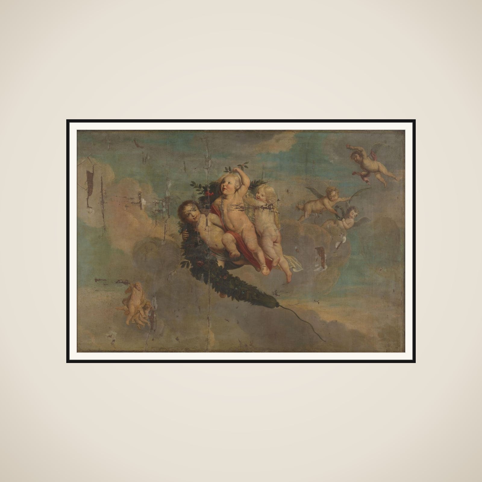 Putti with a Festoon framed