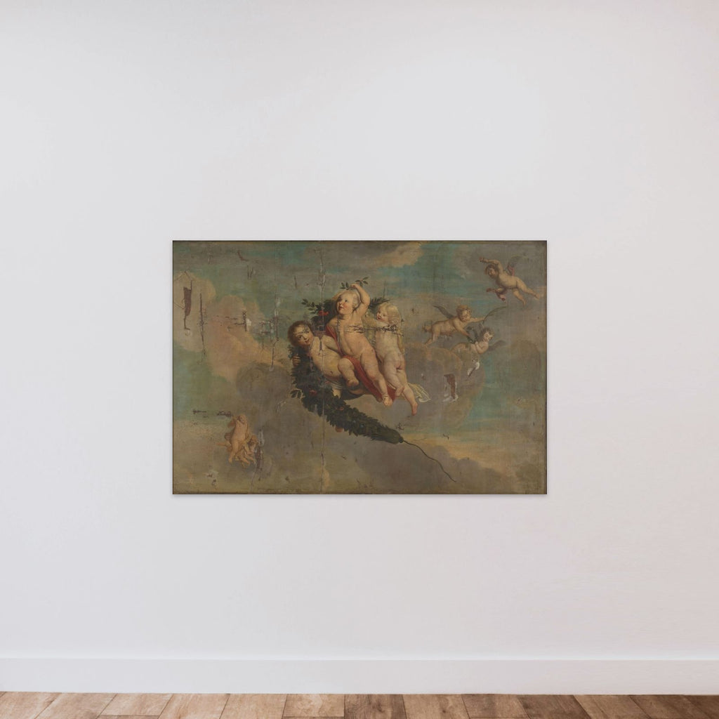 Putti with a Festoon unframed — shown to scale