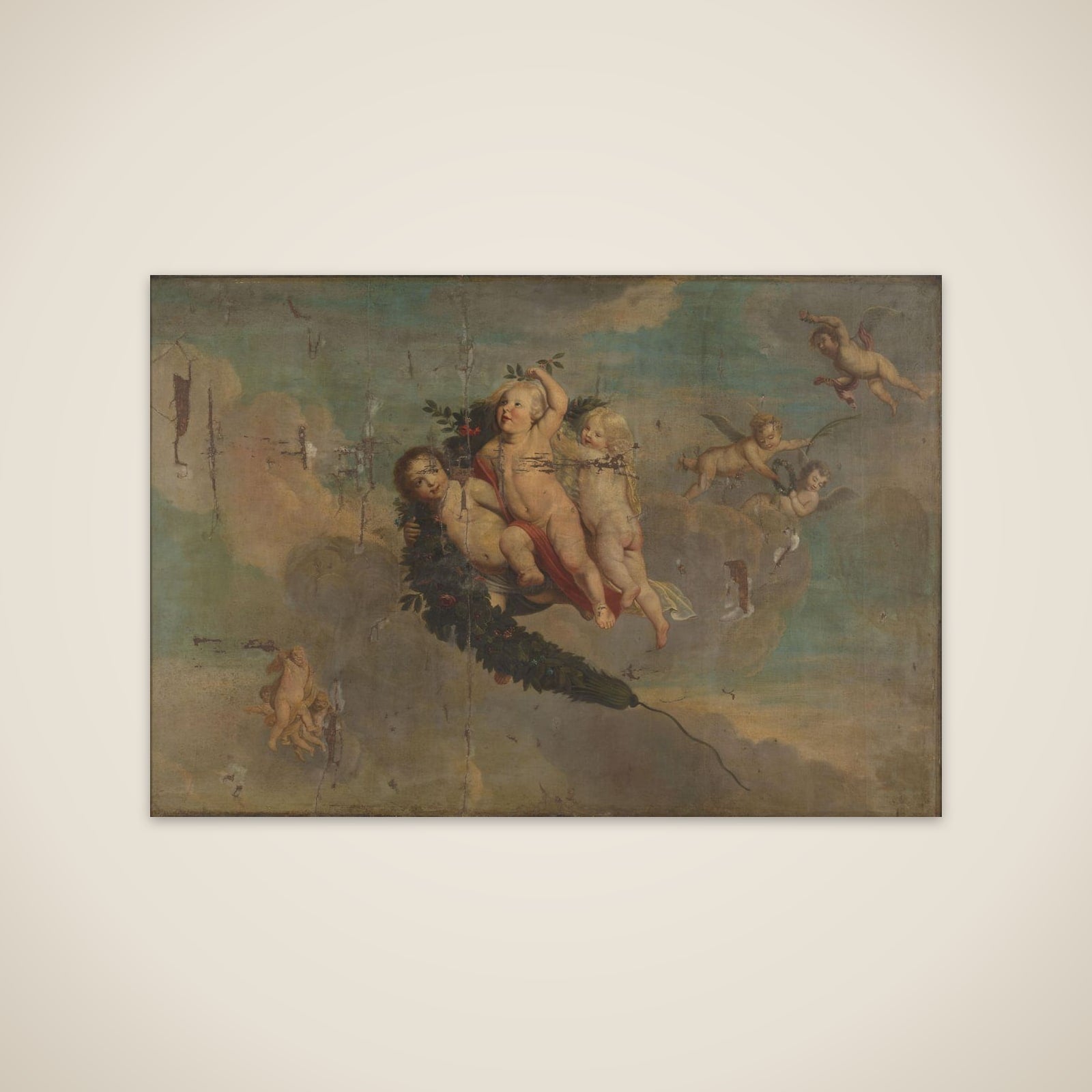 Putti with a Festoon unframed print