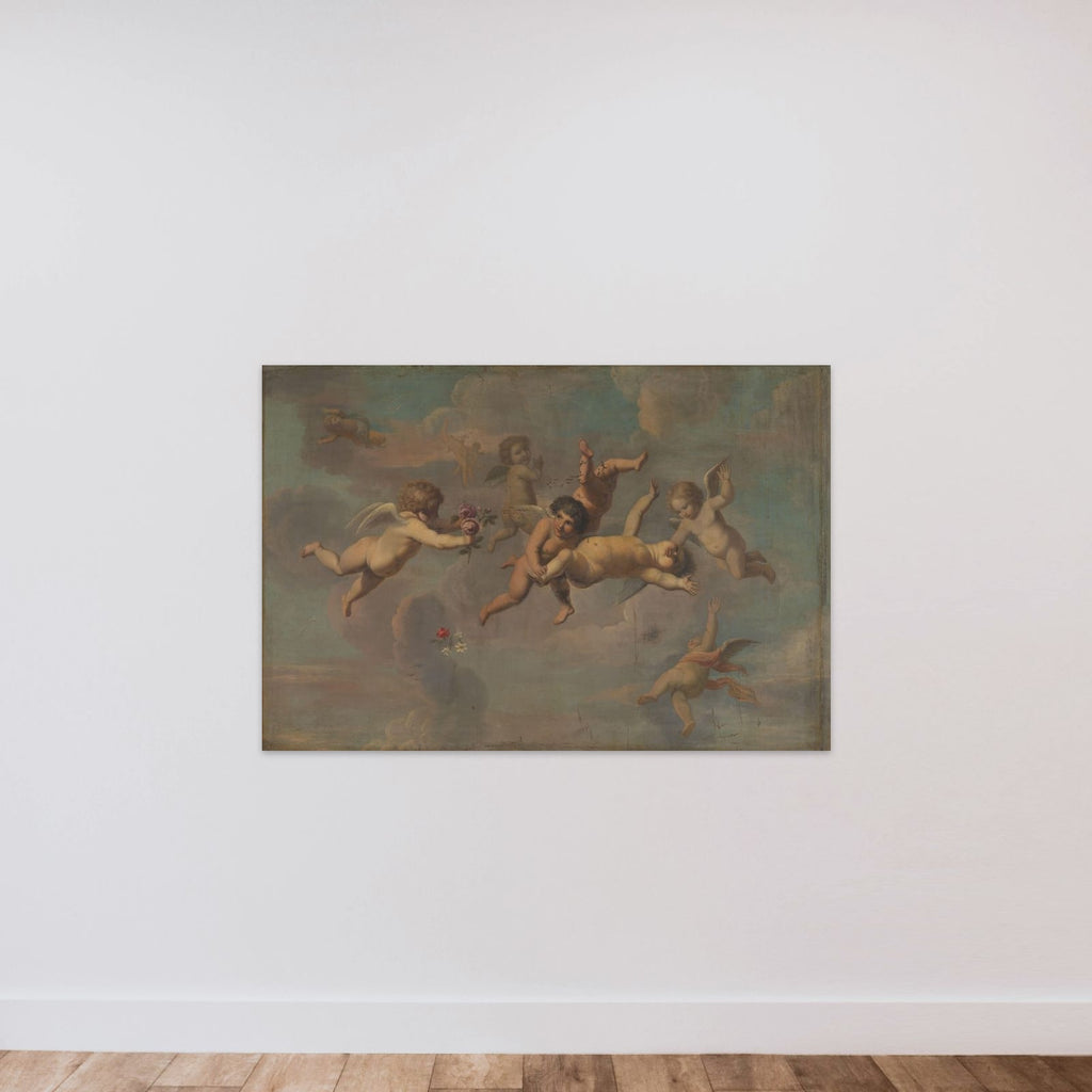 Tumbling Putti with Flowers unframed — shown to scale