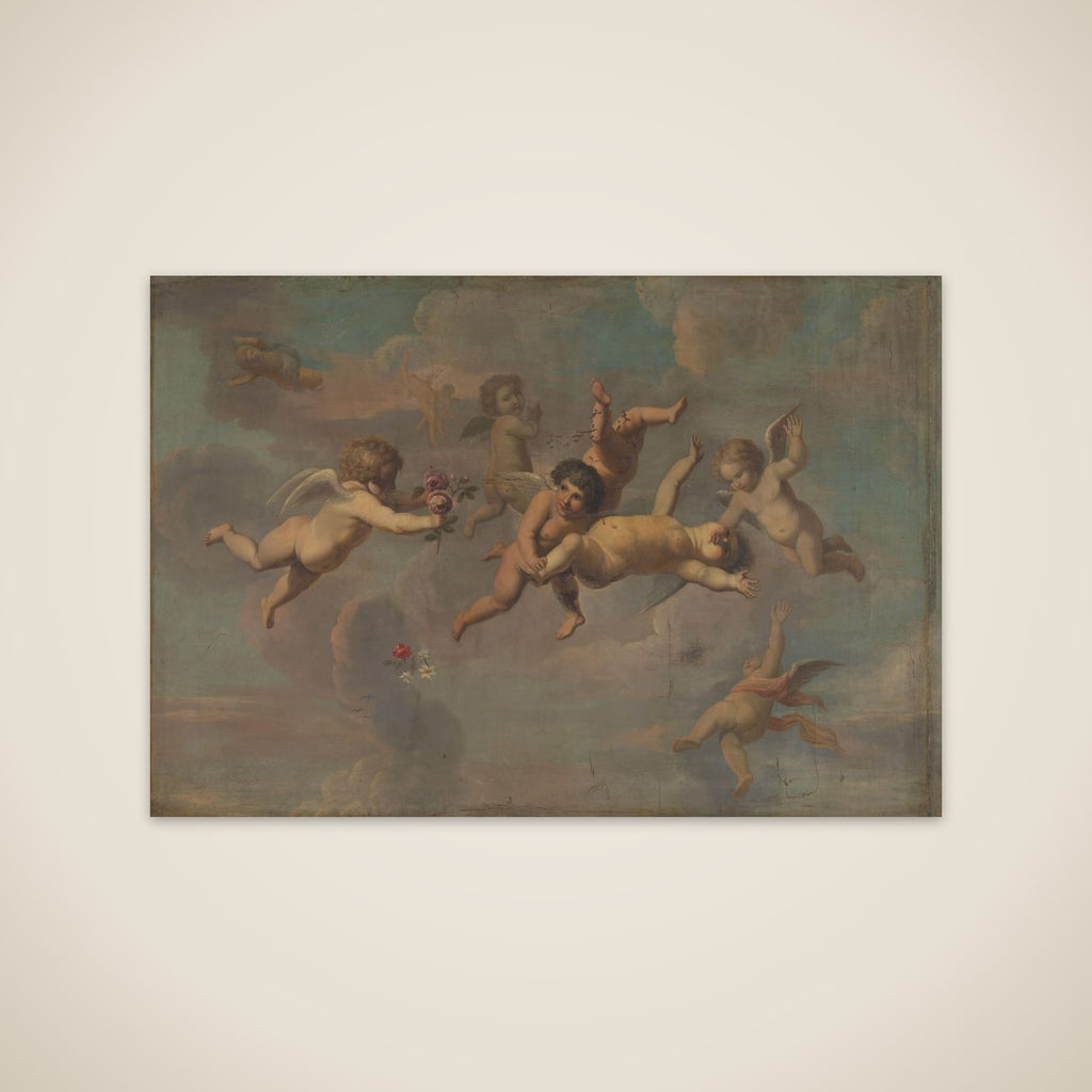 Tumbling Putti with Flowers unframed print