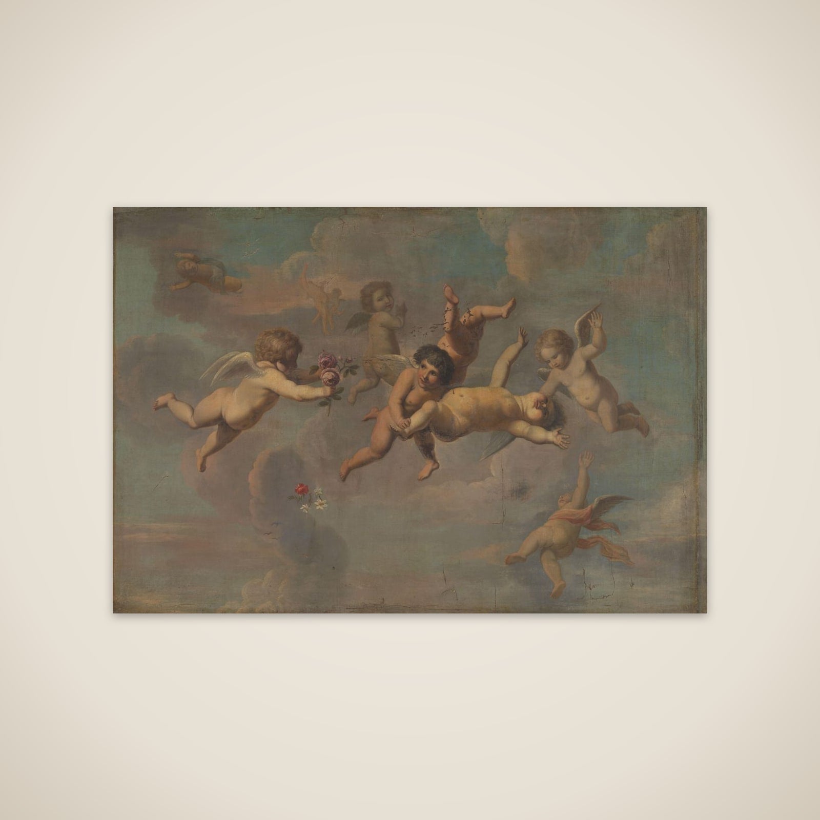 Tumbling Putti with Flowers unframed print