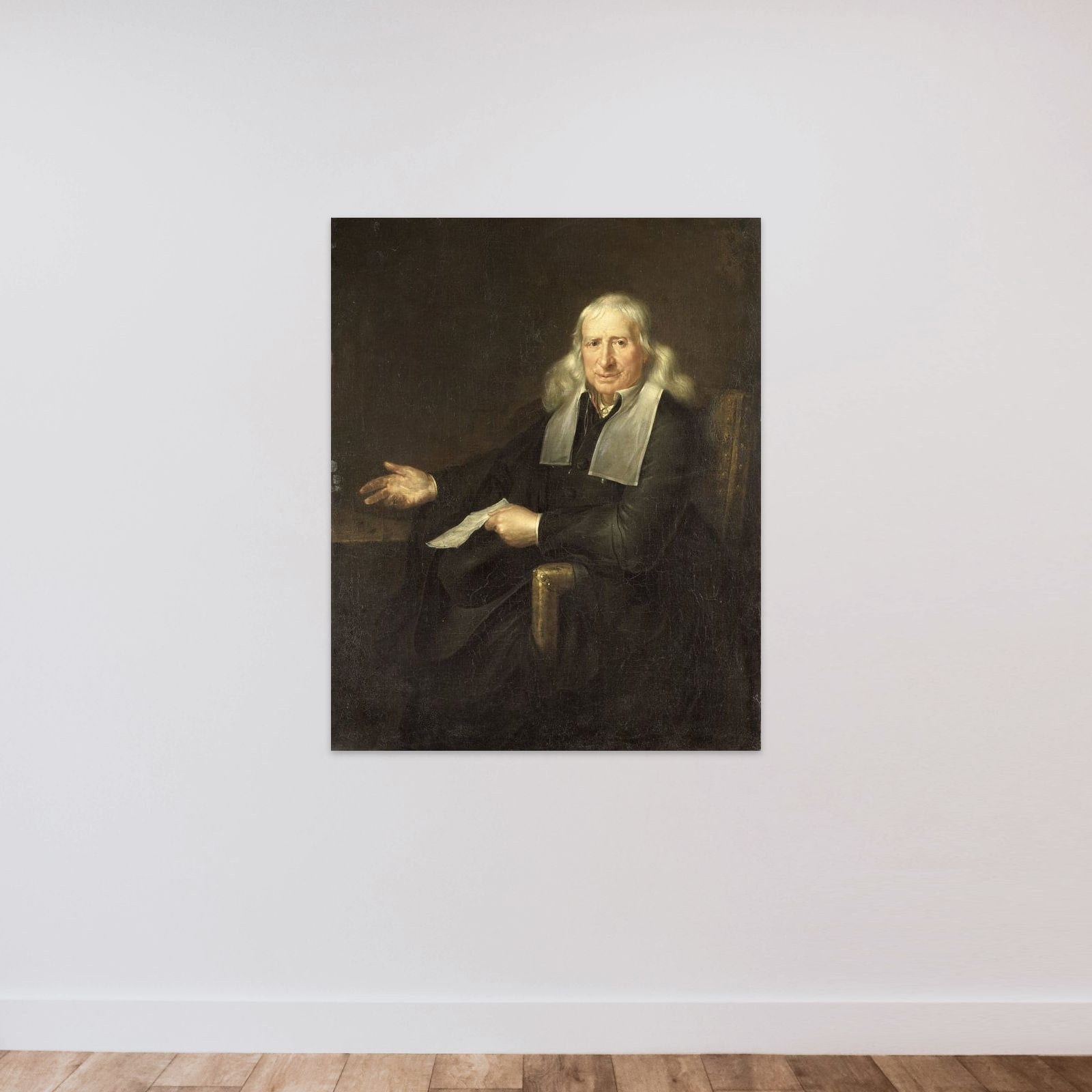 Portrait of Jan van Lennep the Elder (1634-1711). Amsterdam Merchant in Silk, Gold and Silver Cloth and Art Collector unframed — shown to scale