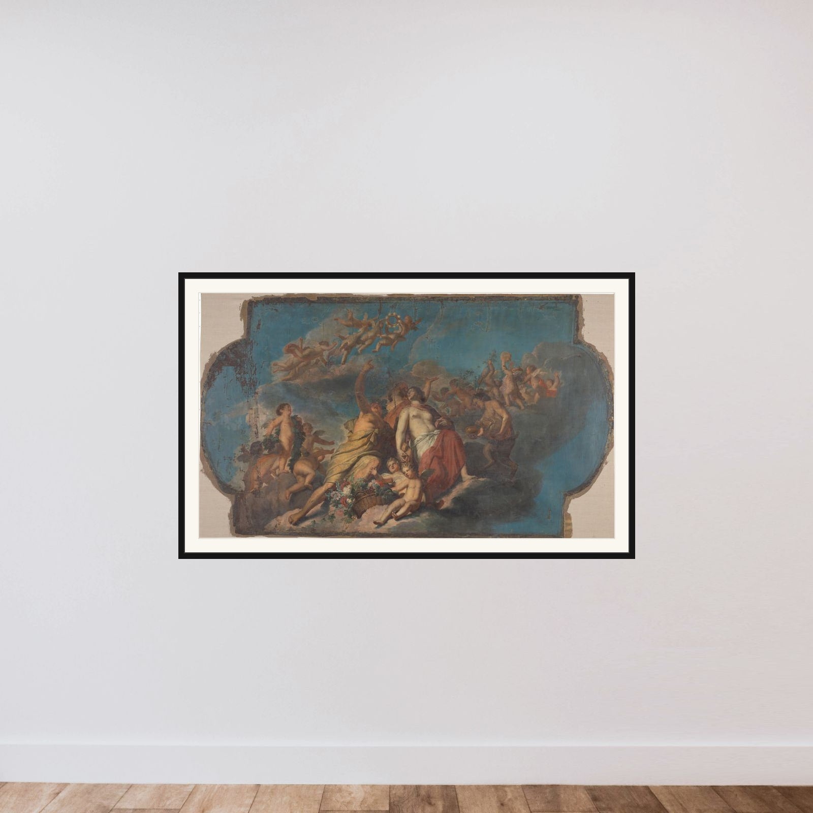 The Marriage of Bacchus and Ariadne framed — shown to scale