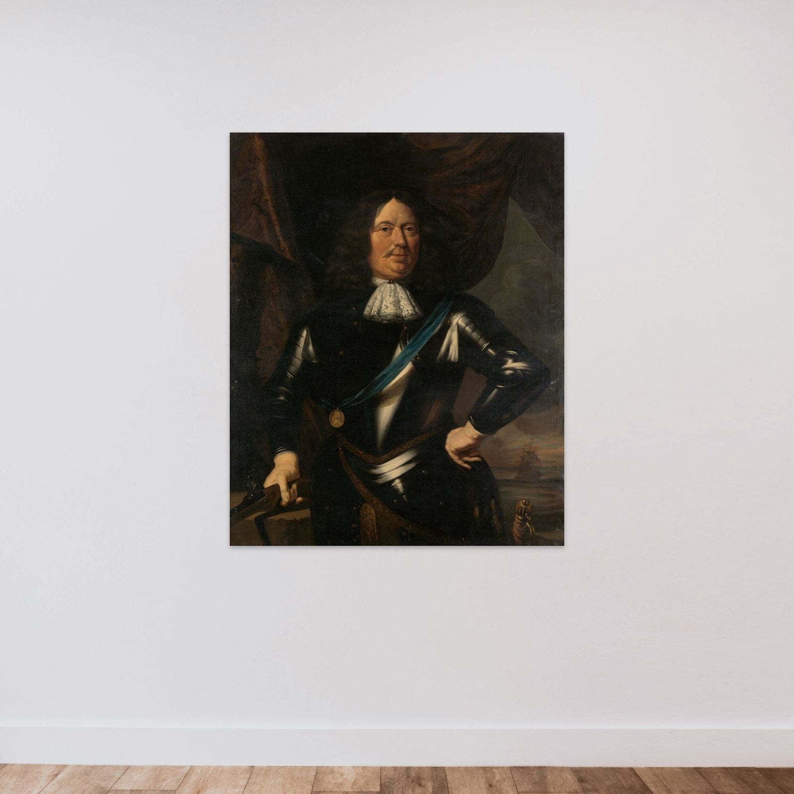 Portrait of an Admiral, possibly Adriaen Banckert, Vice-Admiral of Zeeland unframed — shown to scale