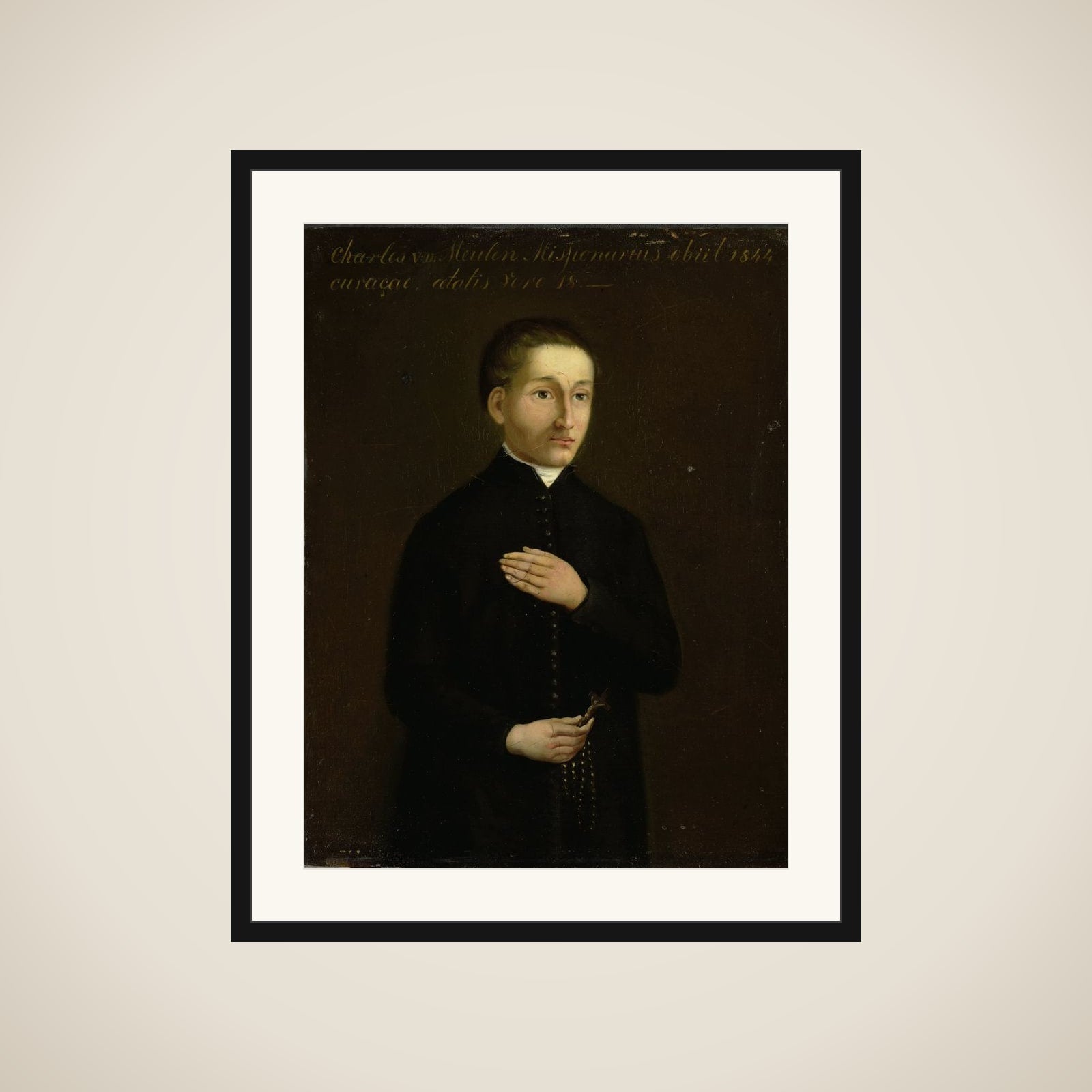 Portrait of Charles van der Meulen, Missionary to Curaçao framed