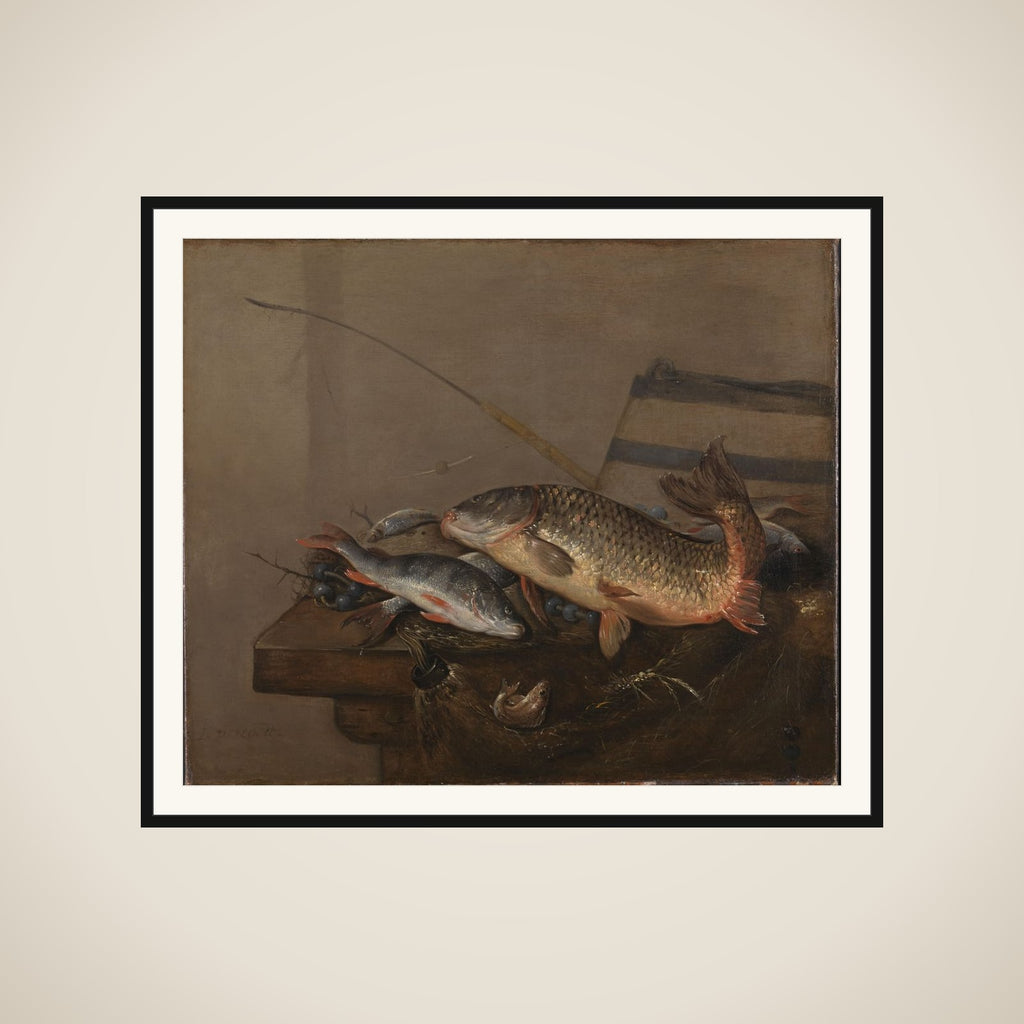 Still life with fish framed