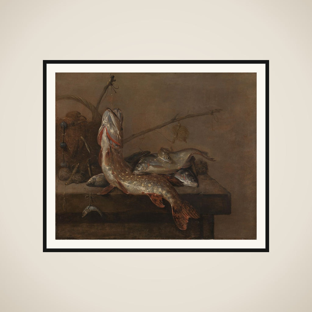 Still life with fish framed
