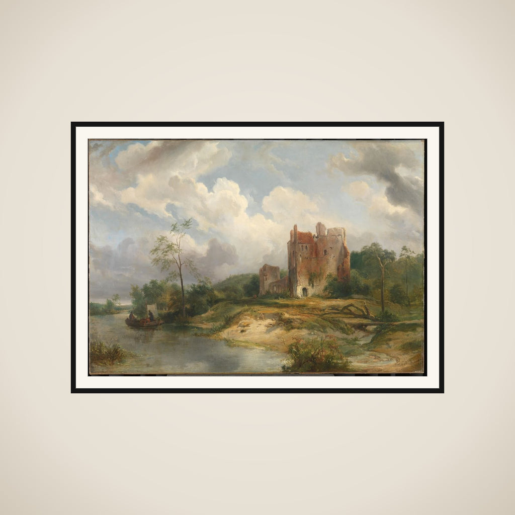 River Landscape with Ruin framed