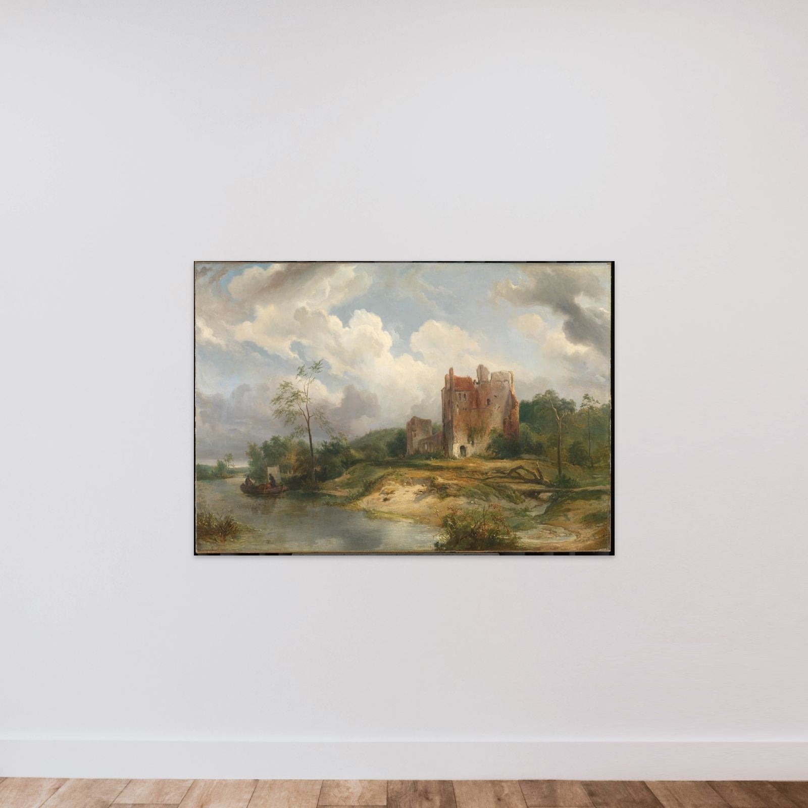River Landscape with Ruin unframed — shown to scale