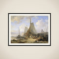 Fishing Boats on the Beach with Fishermen and Women Sorting the Catch framed