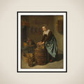 Woman Scouring a Vessel framed