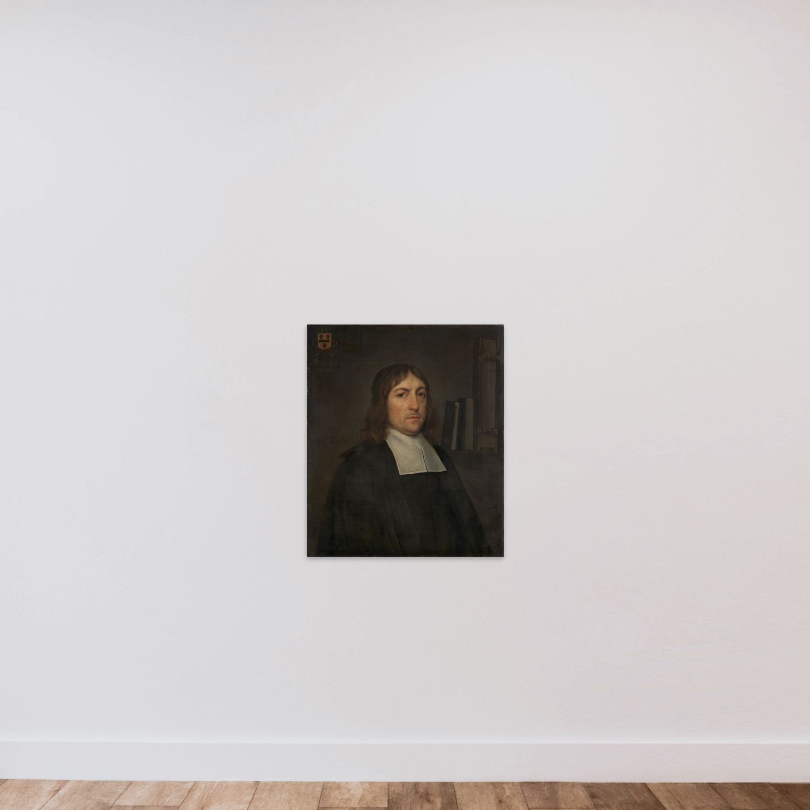 Portrait of Barend Hakvoort (1652-1735), bookseller, church reader and catechism master in Zwolle unframed — shown to scale