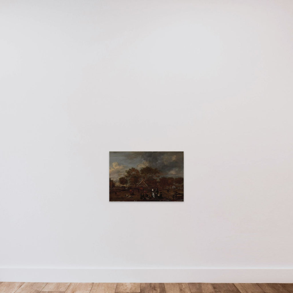 Farmstead with the Gentleman Farmer and his Wife and the Painter in the foreground unframed — shown to scale