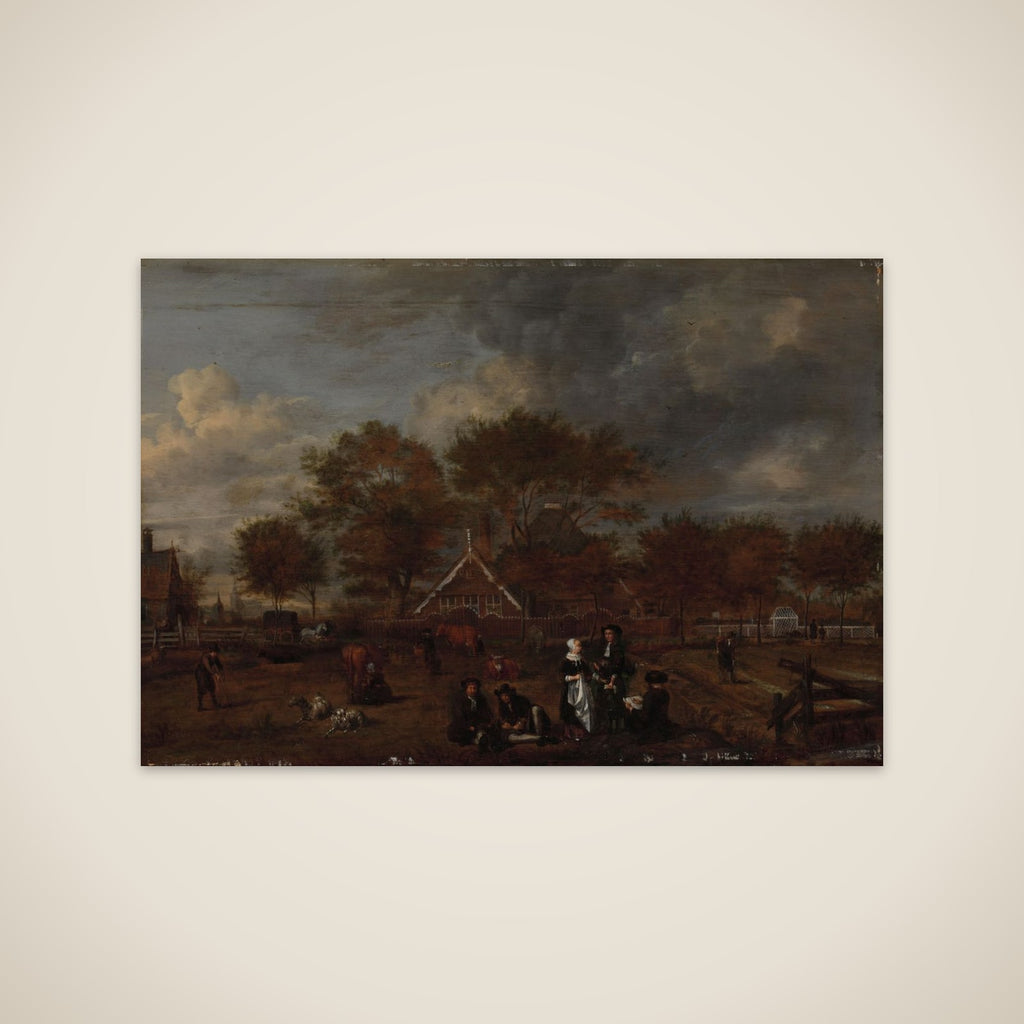 Farmstead with the Gentleman Farmer and his Wife and the Painter in the foreground unframed print