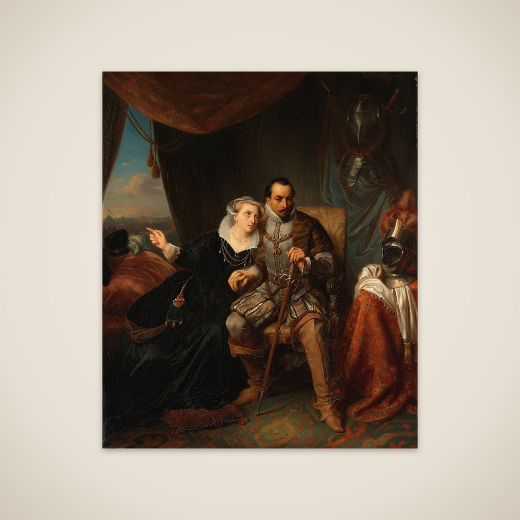 "Magdalena Moons Begs her Fiancé Francisco Valdez to Postpone the Storming of Leiden another night, 1574 unframed print