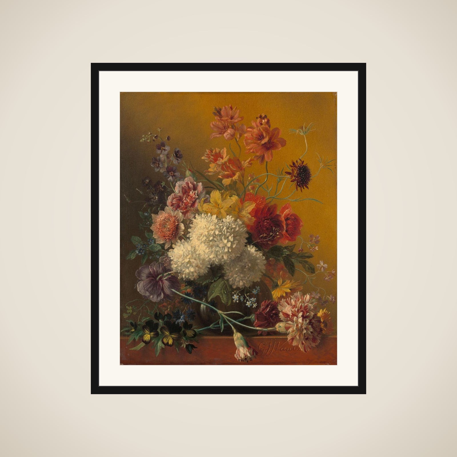 Still Life with Flowers framed