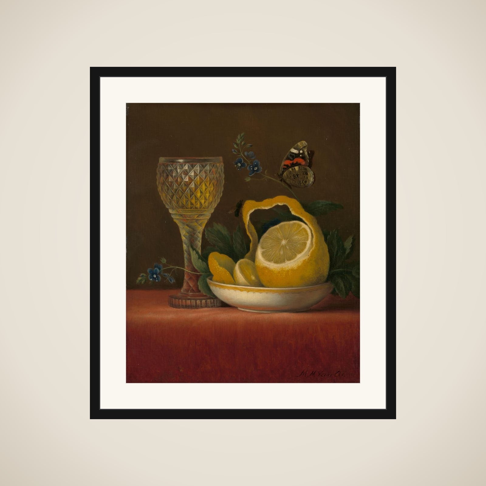 Still Life with Lemon and Cut Glass framed