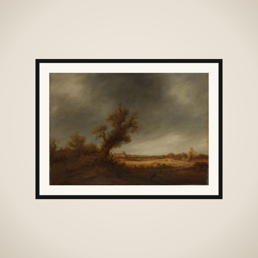Landscape with an old oak framed