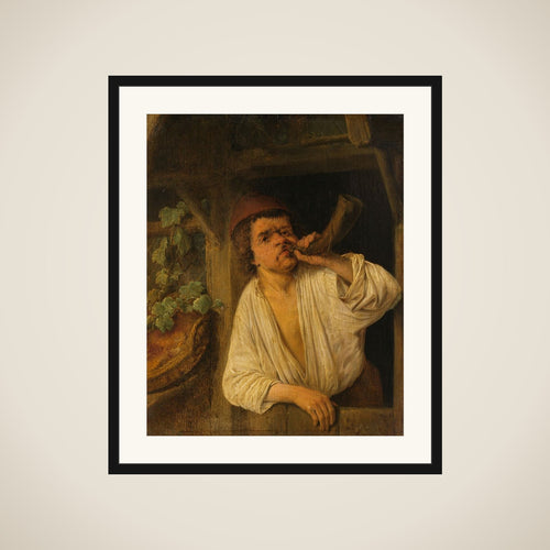 A Baker Sounding his Horn framed