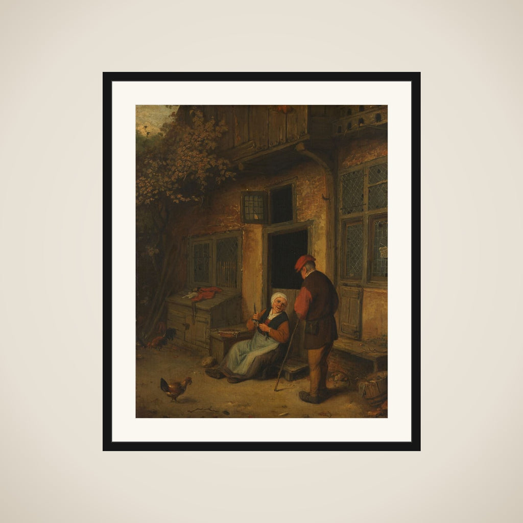A Woman gutting Herrings in front of her House framed
