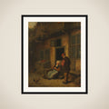 A Woman gutting Herrings in front of her House framed