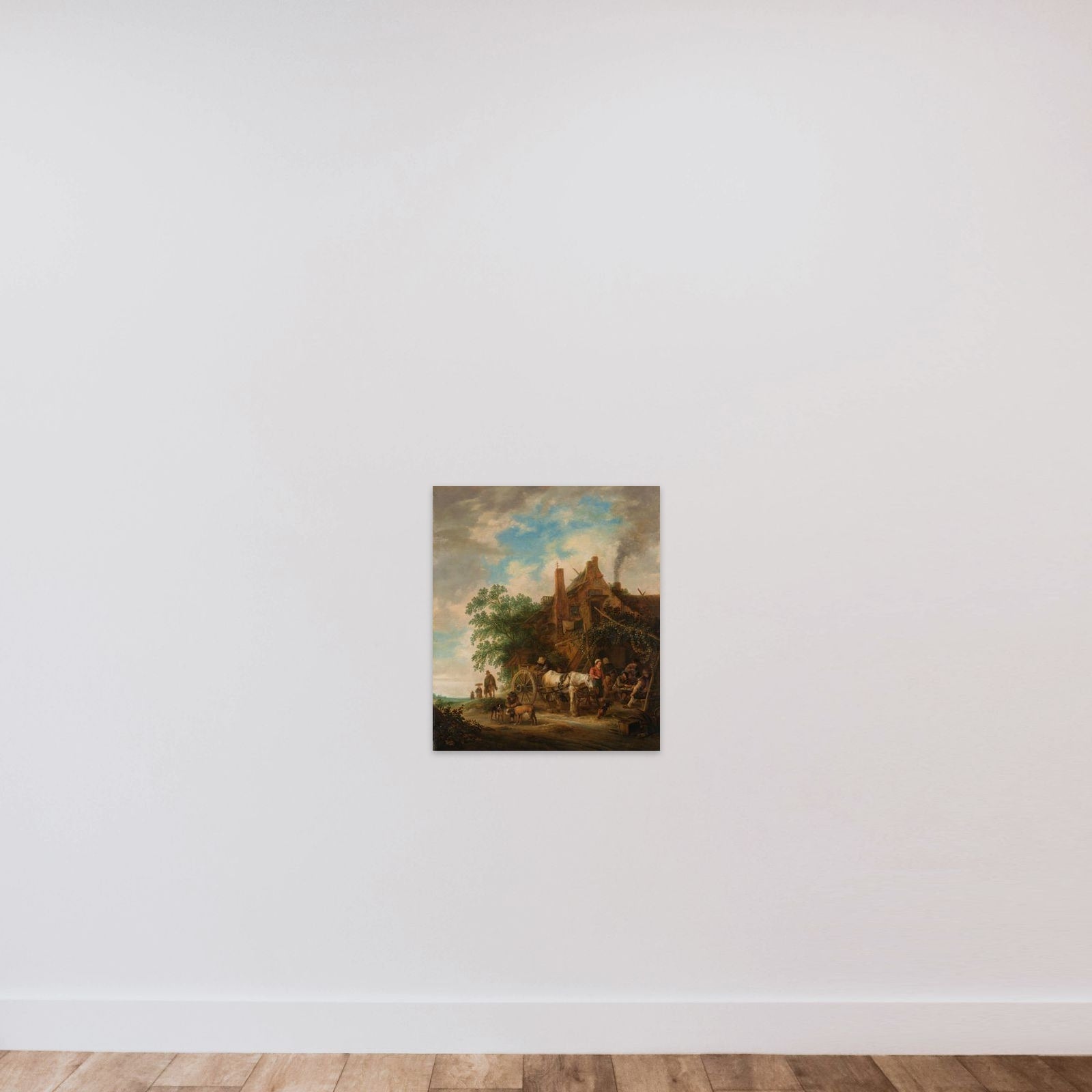Country inn with horse and wagon unframed — shown to scale