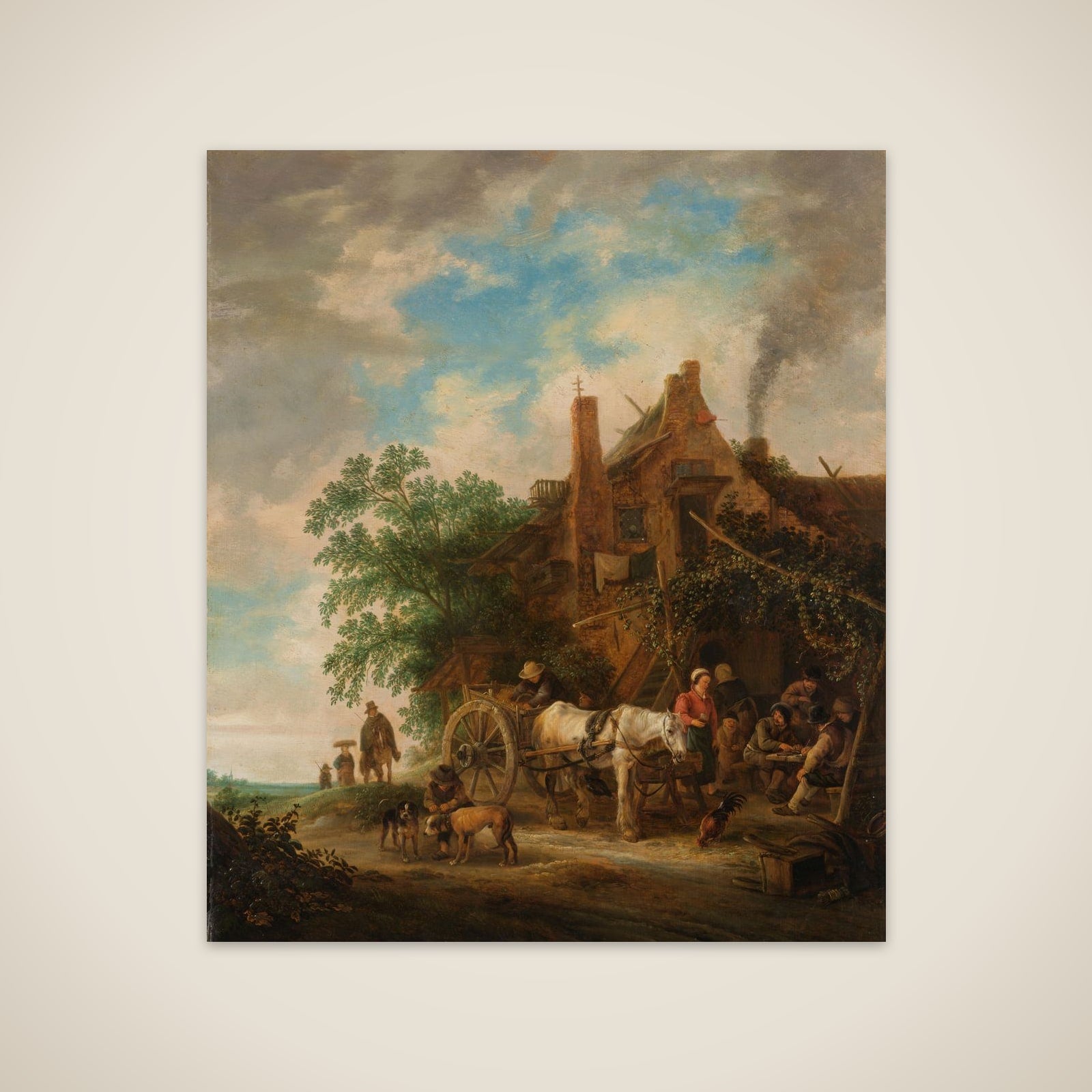 Country inn with horse and wagon unframed print