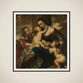 Portrait of a woman with four children, depicted as Caritas framed