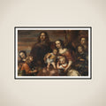 A couple with six children framed