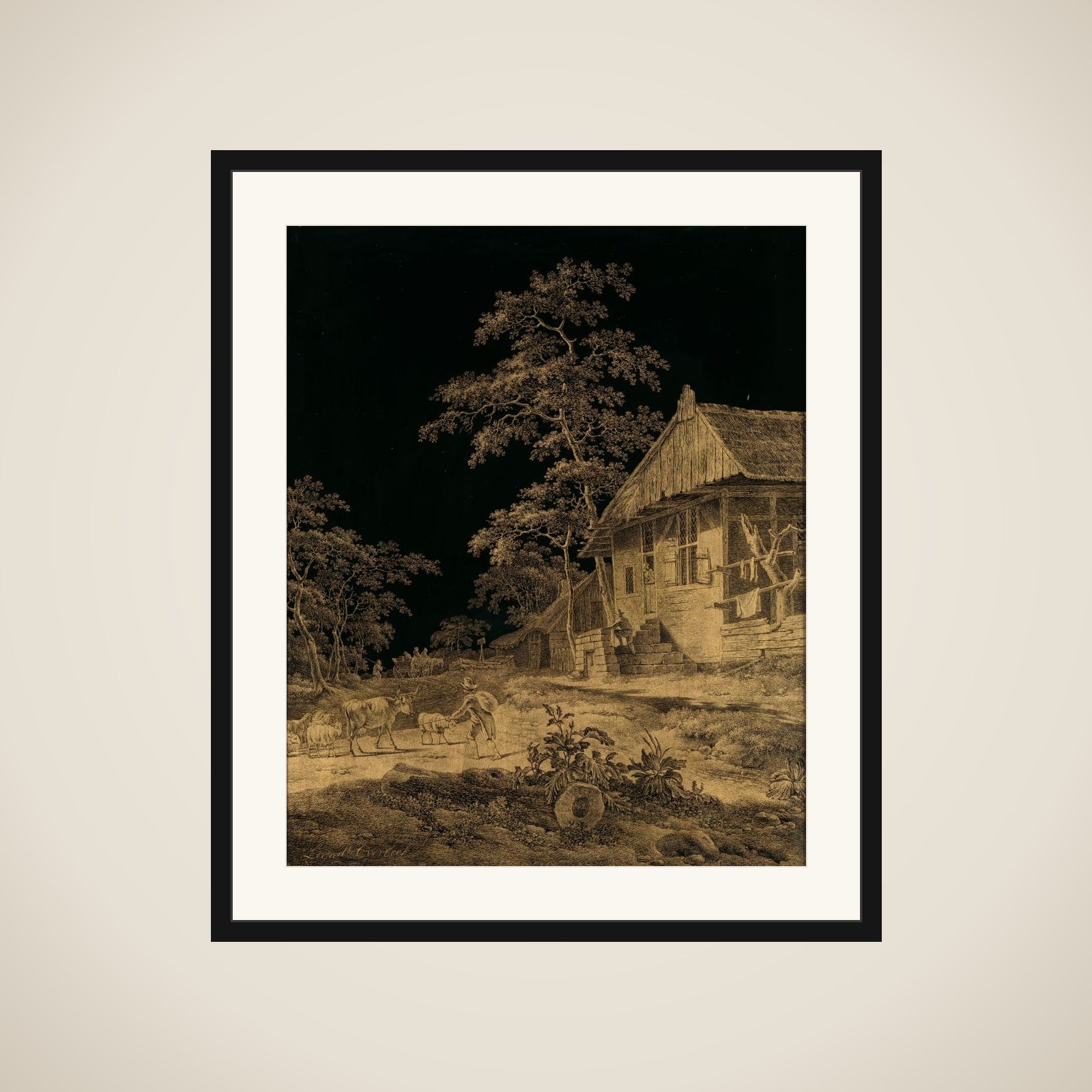 Shepherd at a Farmstead framed