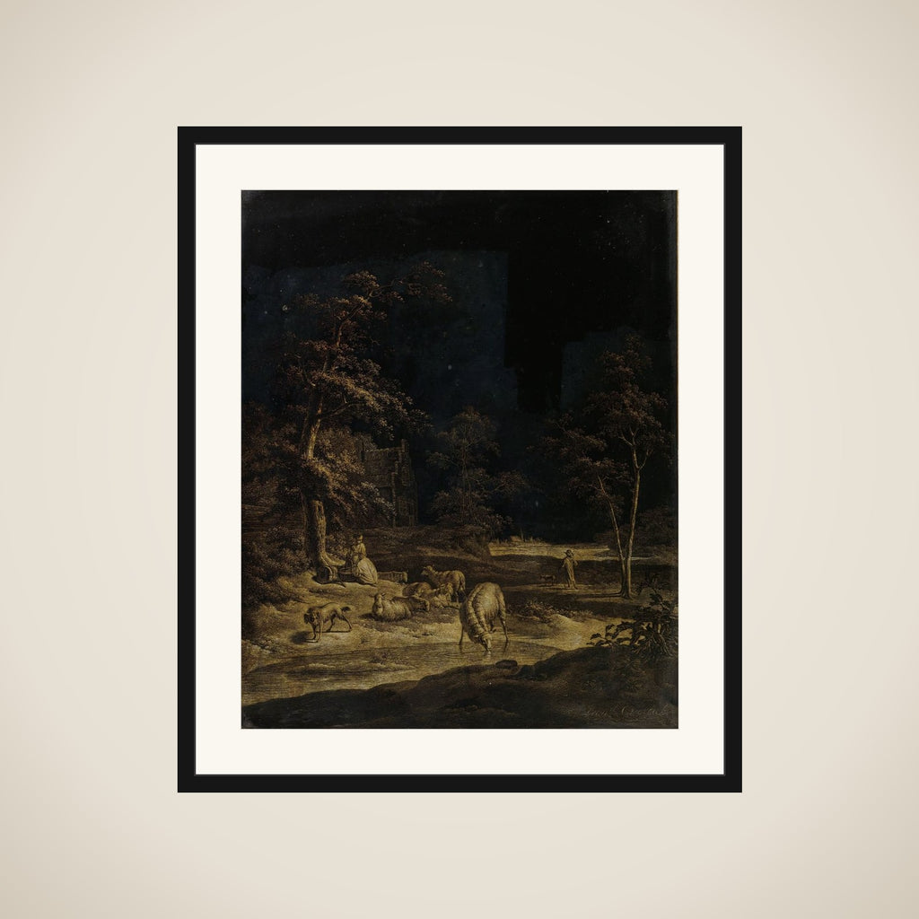 Shepherdess with Sheep framed