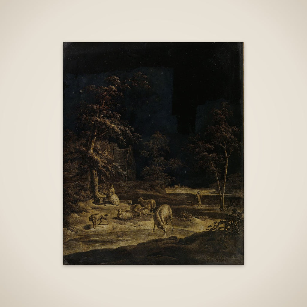 Shepherdess with Sheep unframed print