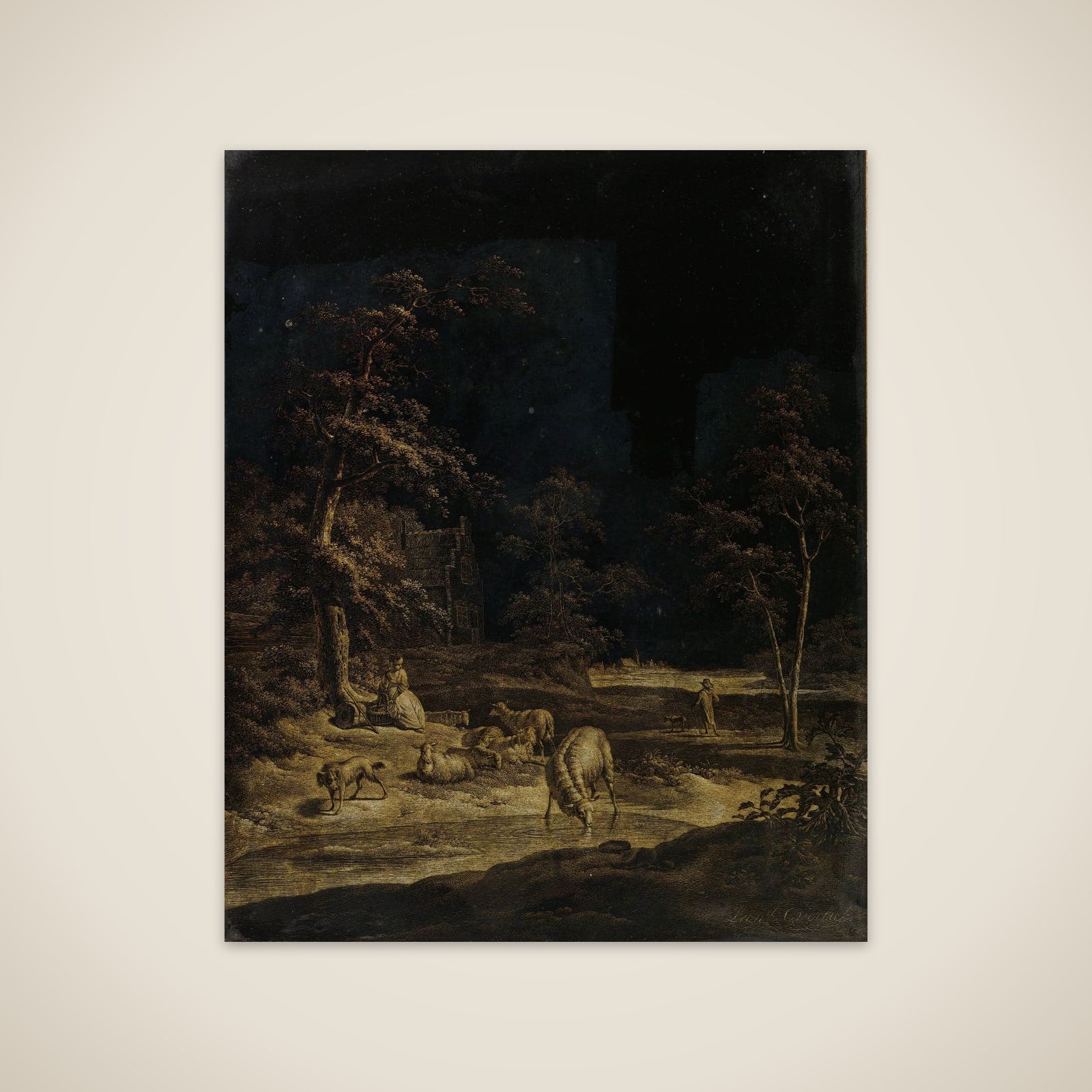 Shepherdess with Sheep unframed print