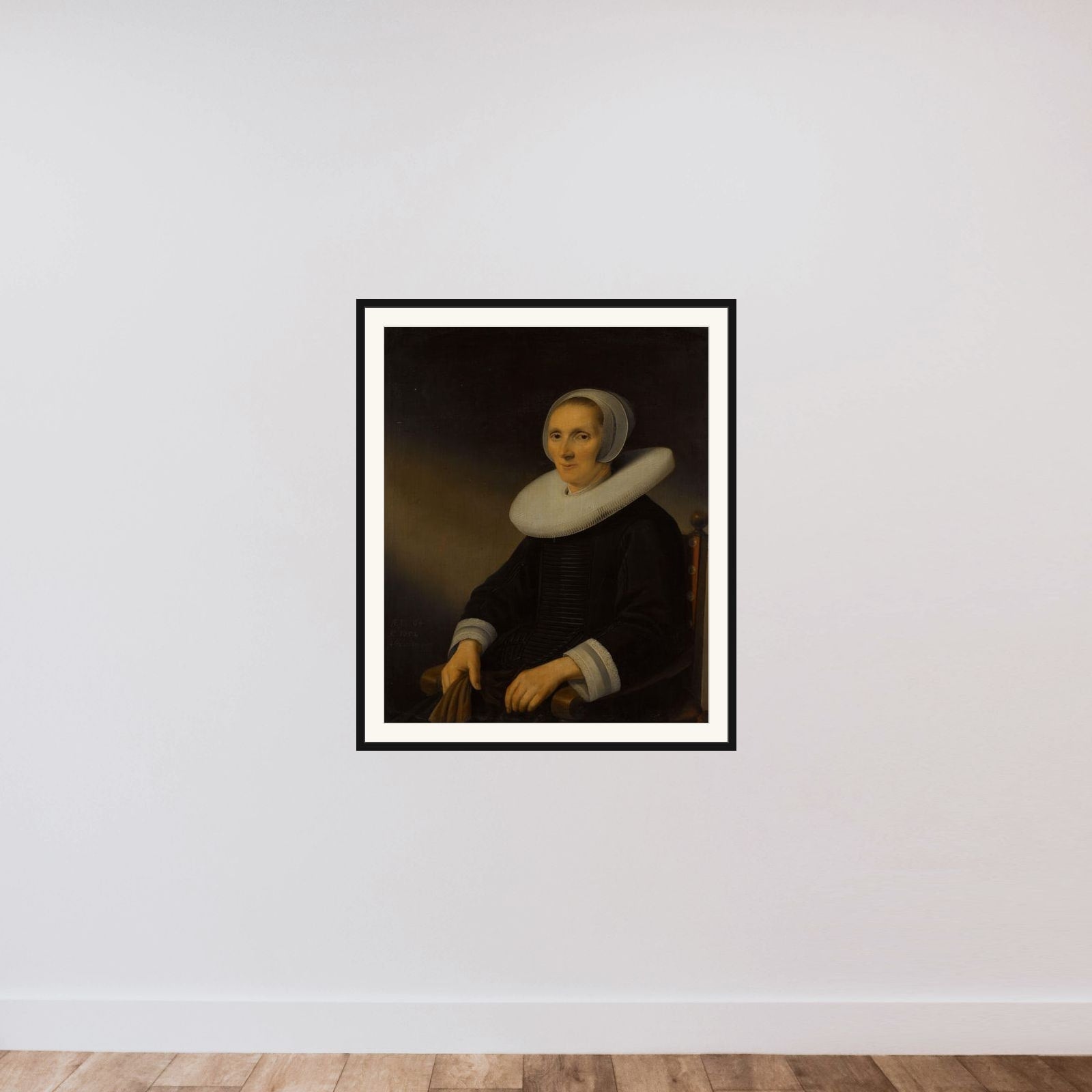 Portrait of Caecilia van Beresteyn (1589-1661). Wife of Pieter de Witte framed — shown to scale