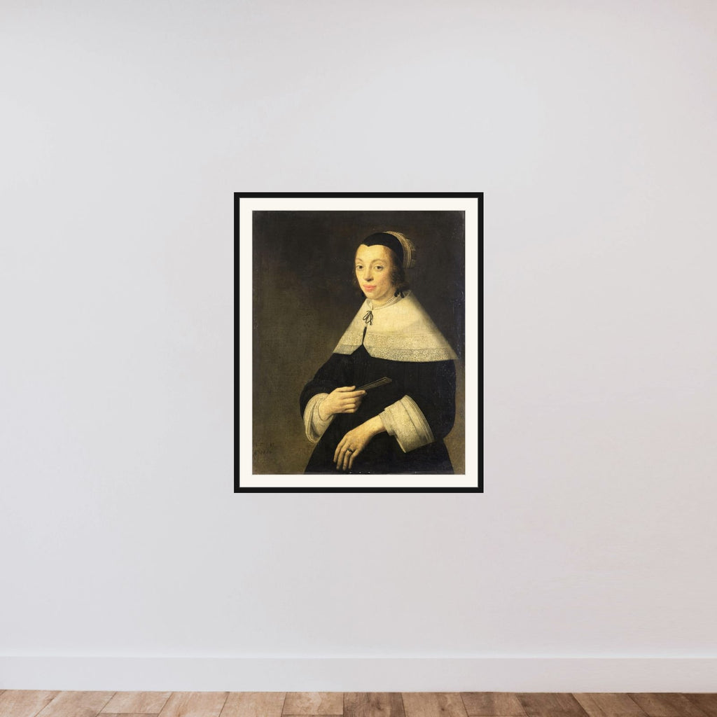 Portrait of a Young Woman framed — shown to scale